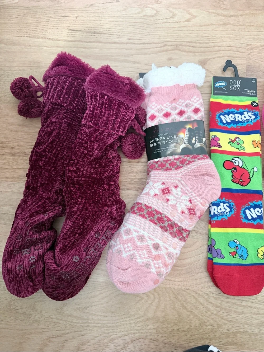 Assorted Women Socks and Slipper Socks - Pink, Green, Red, Black
